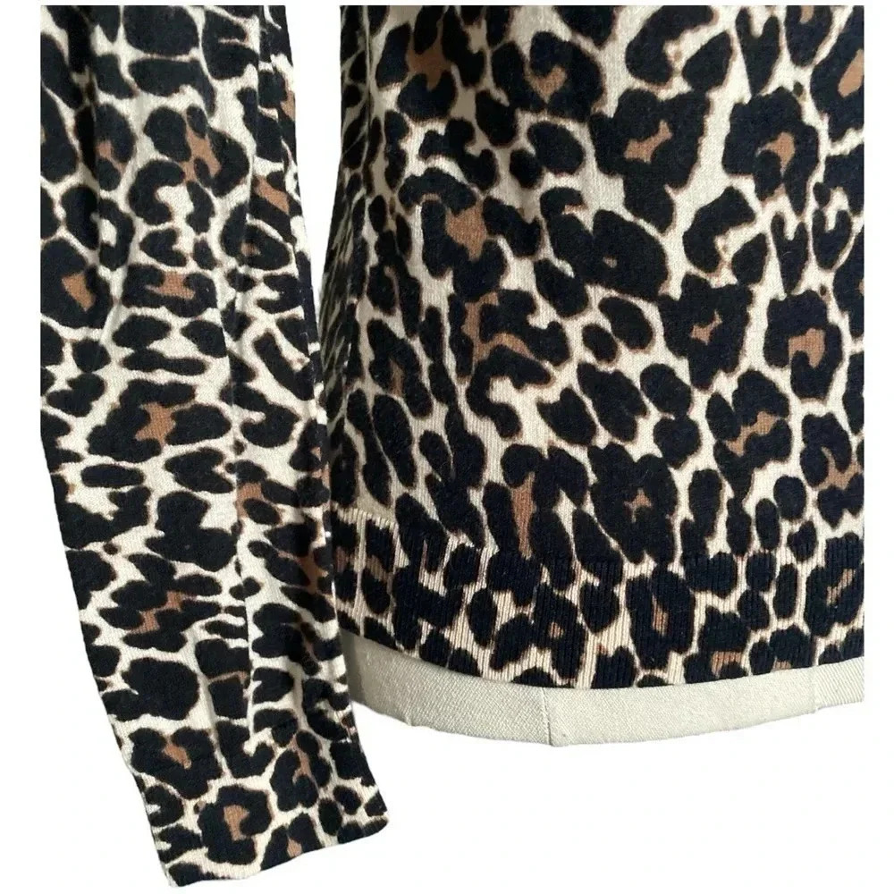 J CREW | Cotton Leopard Print Teddie Lightweight Sweater Size XS - Picture 11 of 14